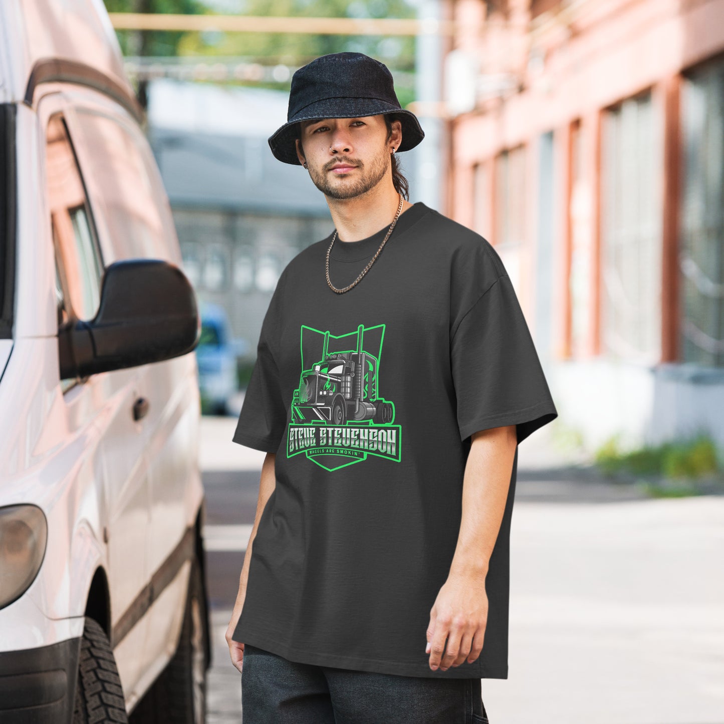 Oversized Faded T-shirt - Semi Truck