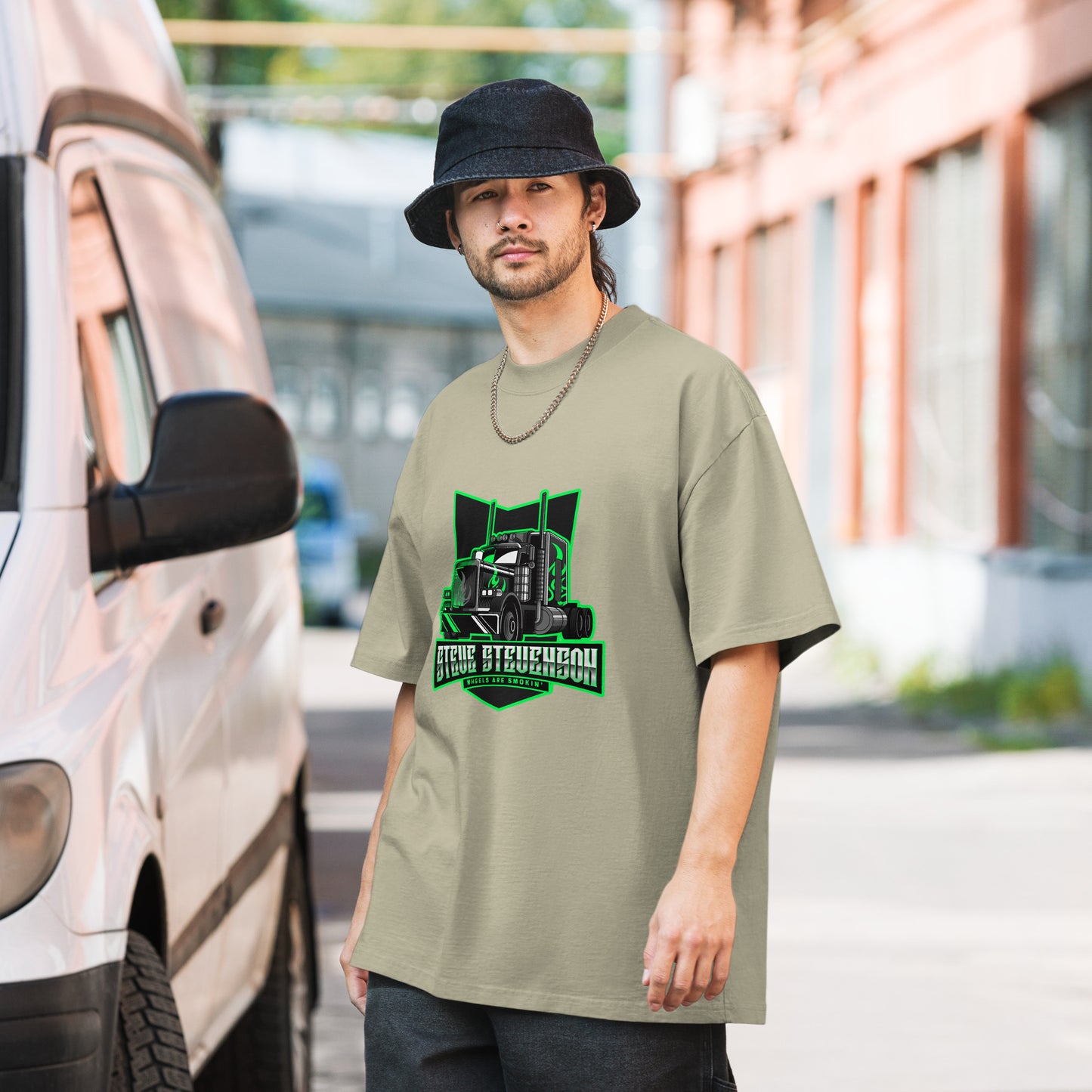 Oversized Faded T-shirt - Semi Truck