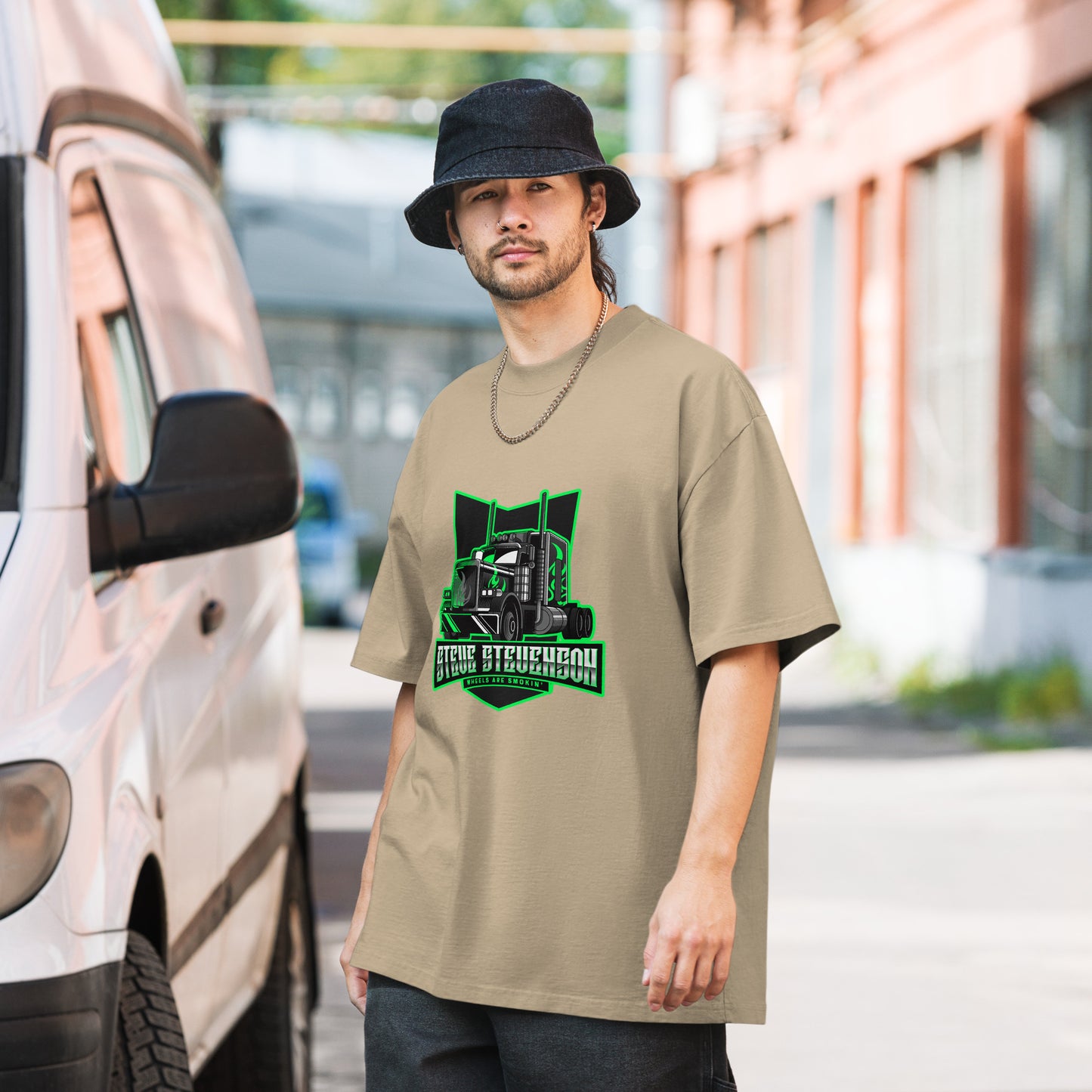 Oversized Faded T-shirt - Semi Truck